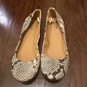 Faux snakeskin flats